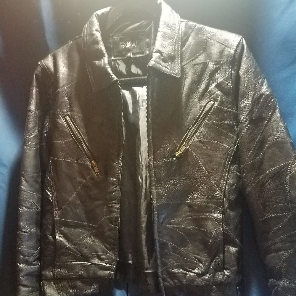 Vintage PB Basics Black Leather Biker Jacket